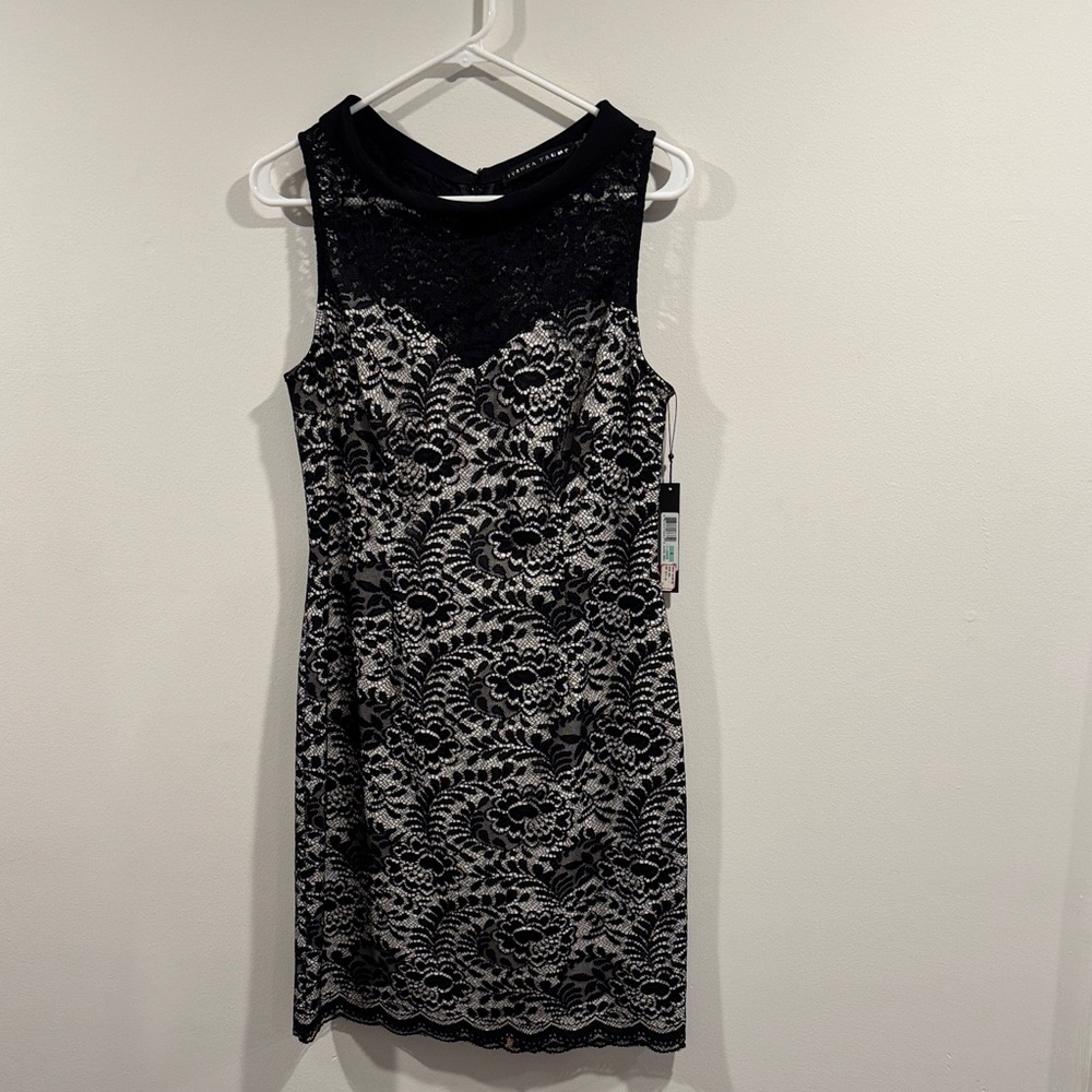 Ivanka Trump Black and White Lace Midi Dress
